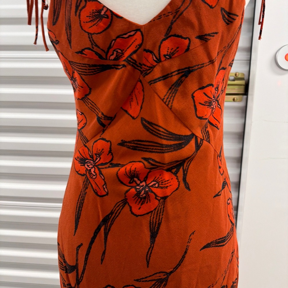 Floral Slip Midi Dress in Burnt Orange - Picture 8 of 11